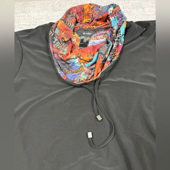 Ali Miles Womens Art To Wear Cowl Neck Top Size PXL Multicolor Long Sleeve Boho - Picture 7 of 11